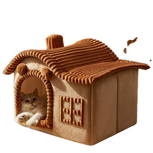 Modern design Cute large dog cat pet nest house washable enclosed Dogs cats bed House shape cat bed tent