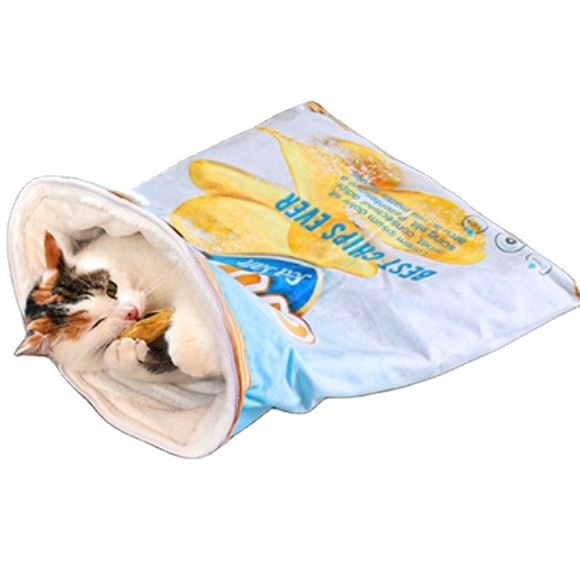 Chips Style Cat Sleeping Bag Semi-closed Pet Nest Cat Play bed Rang Paper Sound Fashion Warming Pet Bag