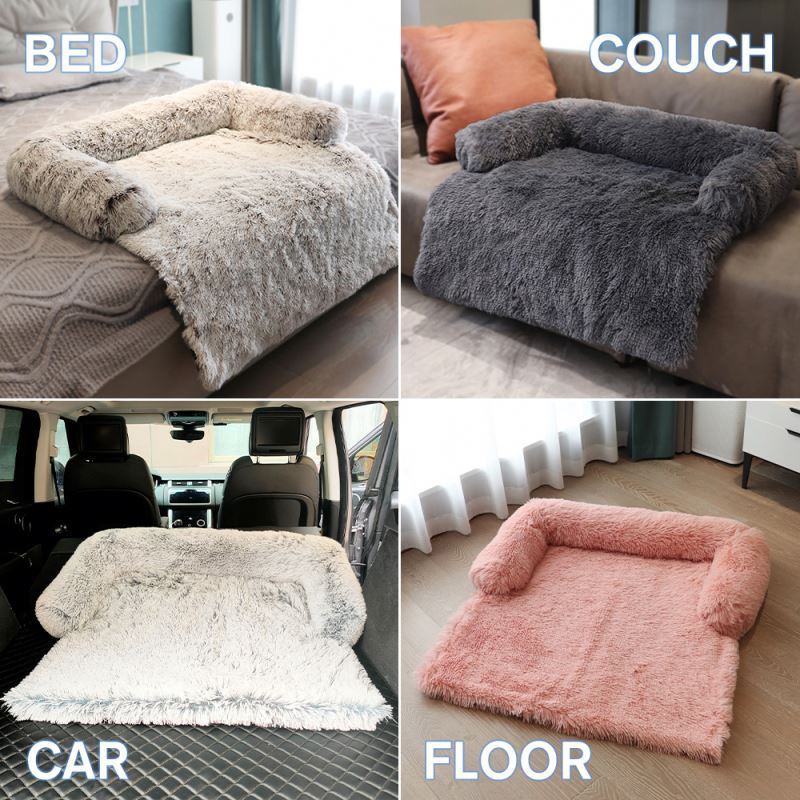 Large Dog Bed with Zipper Plush Calming Pet Sofa Bed Winter Warm Cat Bed Mat Couches Car Floor Furniture Protector fast shipping