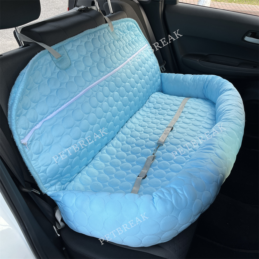 Dog Sofa Bed Pet Car Booster Seat Cooling soft 2-seat pet safety seat round ice silk dog bed  for summer for large dogs