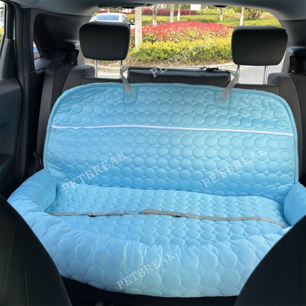 Dog Sofa Bed Pet Car Booster Seat Cooling soft 2-seat pet safety seat round ice silk dog bed  for summer for large dogs