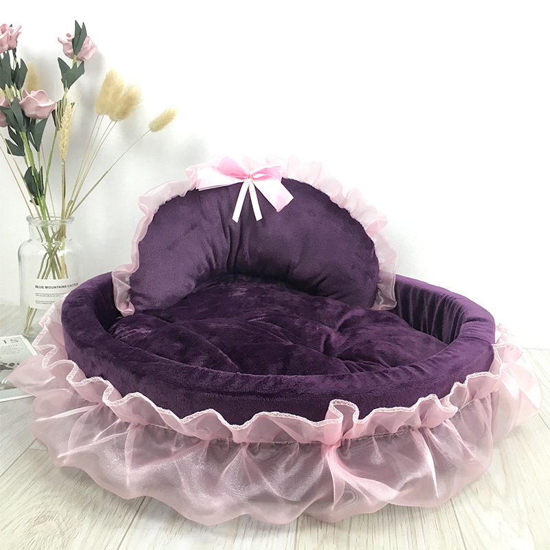 Hot sale Cute Princess Pet Bed Bow-Tie Lace Cat Dog Nest Washable Cute Super Soft Cat cave bed Pet Beds