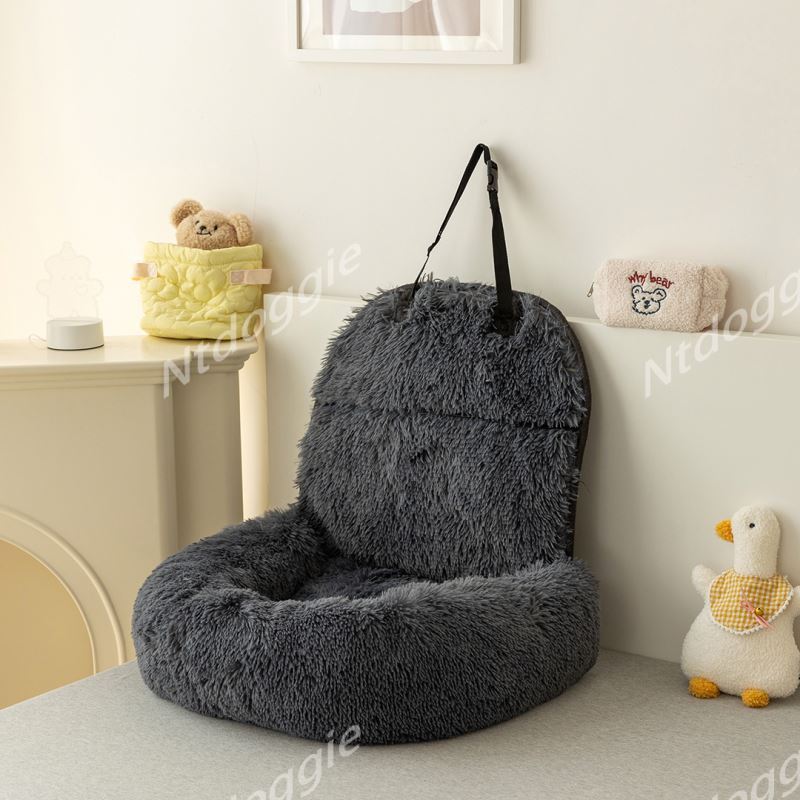 Two Ways Use Outdoor Travel Safety Dog Sofa Bed Seat Pet Car Booster Seat Faux Fur soft warm dog cat safety seat