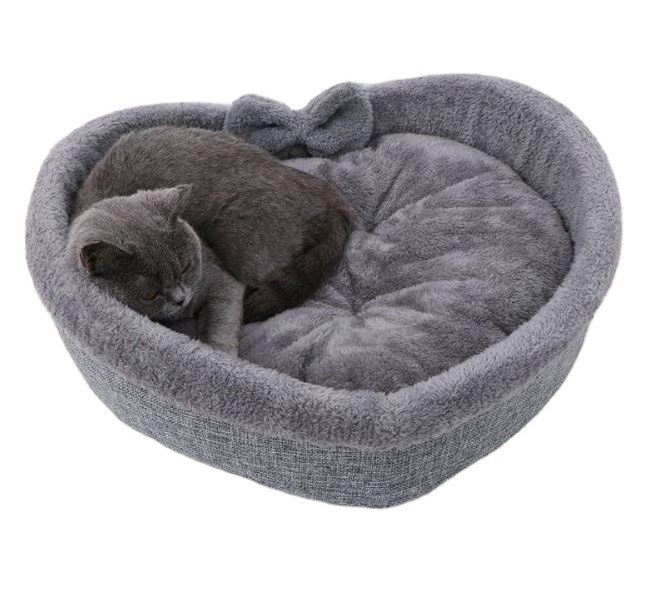 Hot sale Grey dog bed soft heart-shaped pet nest warming dog beds cushion washable cute cat nest cushion pet beds