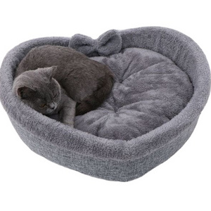 Hot sale Grey dog bed soft heart-shaped pet nest warming dog beds cushion washable cute cat nest cushion pet beds