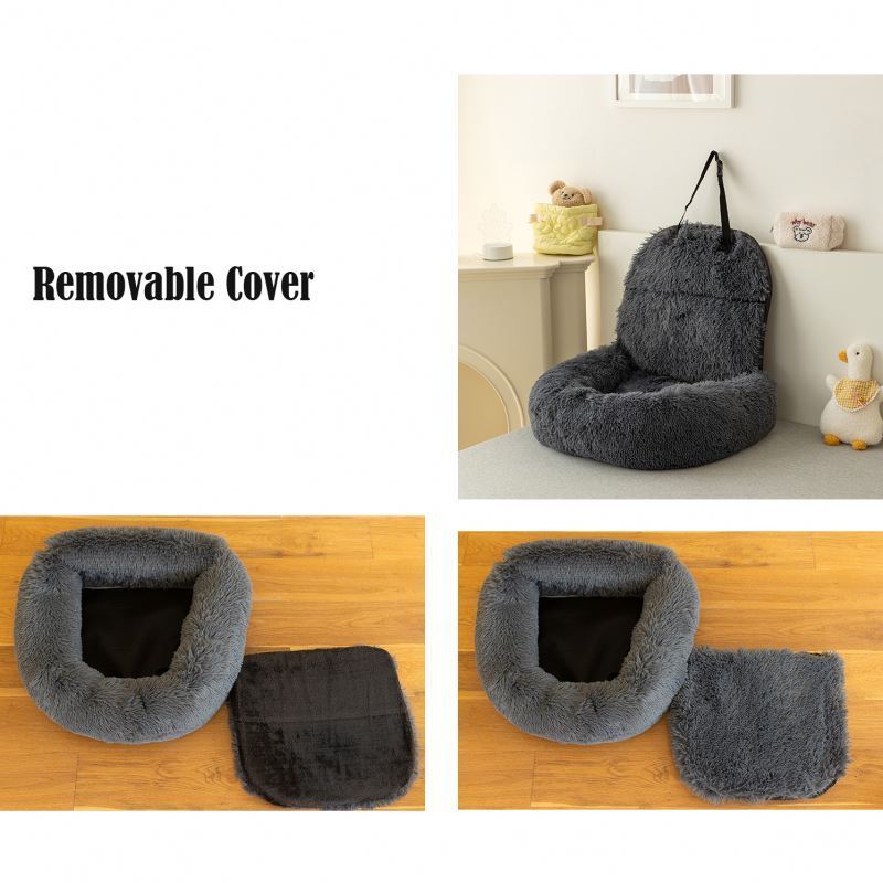 Two Ways Use Outdoor Travel Safety Dog Sofa Bed Seat Pet Car Booster Seat Faux Fur soft warm dog cat safety seat