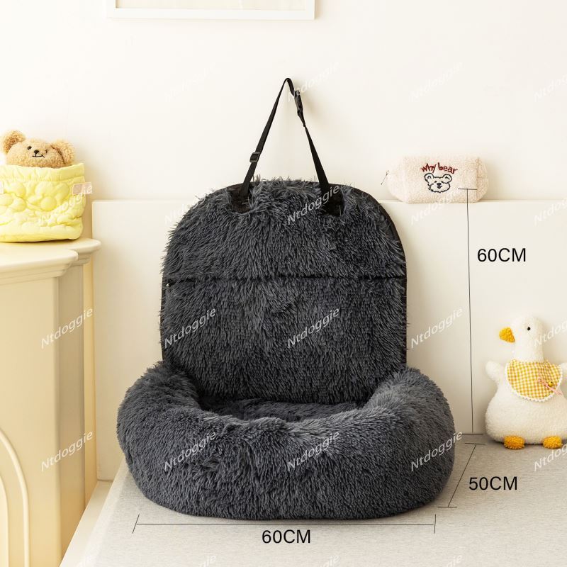 Two Ways Use Outdoor Travel Safety Dog Sofa Bed Seat Pet Car Booster Seat Faux Fur soft warm dog cat safety seat