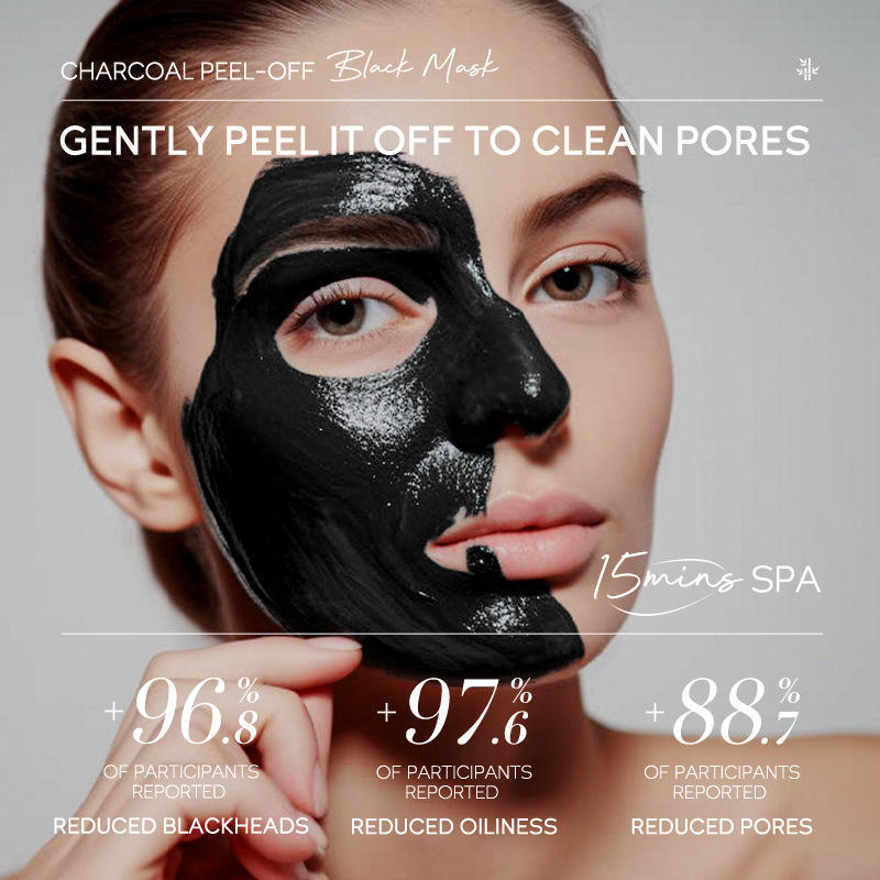 Private Label facial Acne Treatment Deep Cleansing mask Blackhead Peel Off Skin care nose Charcoal face black mask