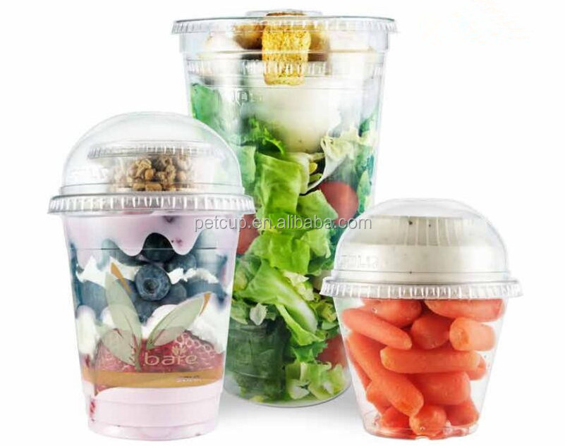 14oz 16oz 24oz PET Salad Fruit Cup Plastic Food PET Cup Container