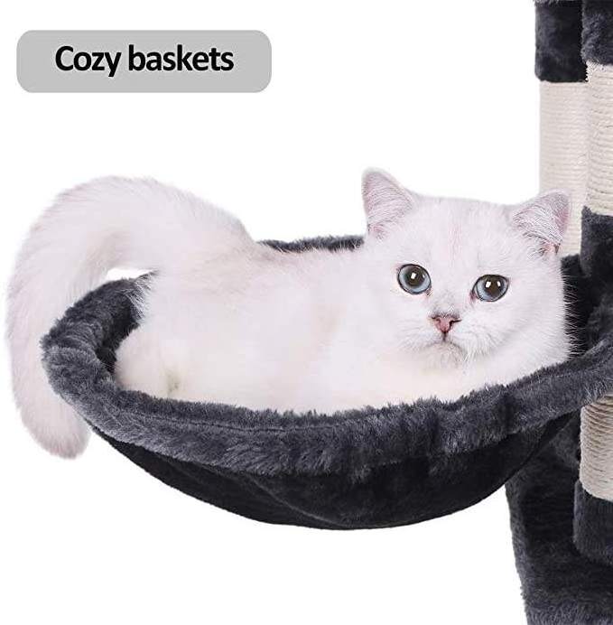 Multi-level Cat Tree Condo with Sisal Scratching Posts Perches Houses Hammock and Baskets Cat Tower Furniture PS for Cats 300pcs