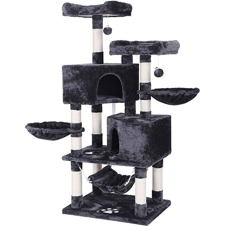 Multi-level Cat Tree Condo with Sisal Scratching Posts Perches Houses Hammock and Baskets Cat Tower Furniture PS for Cats 300pcs