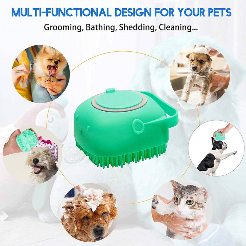 Brush, Rubber Bristle Dog Shower Brush, Pet Massage Brush, Shampoo Dispenser, Soft Silicone OEM Silicone Cleaning Products 10pcs