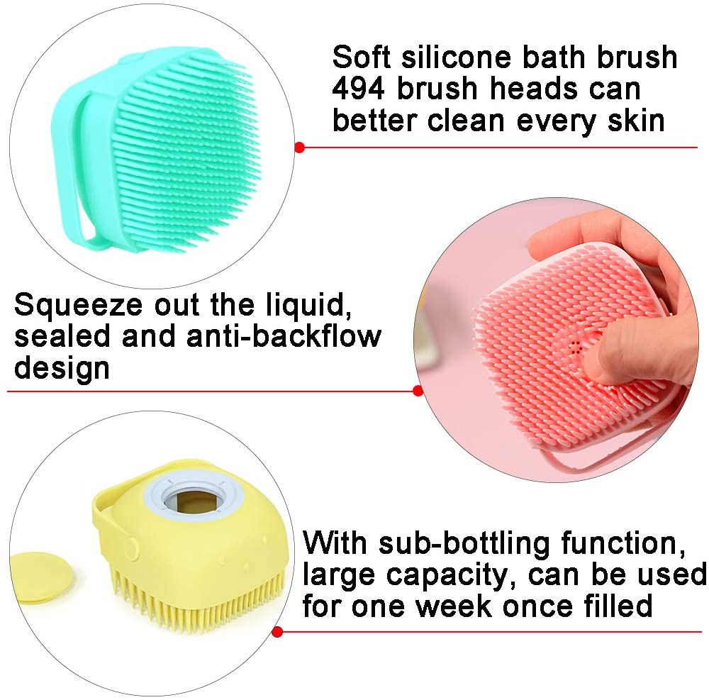 Brush, Rubber Bristle Dog Shower Brush, Pet Massage Brush, Shampoo Dispenser, Soft Silicone OEM Silicone Cleaning Products 10pcs