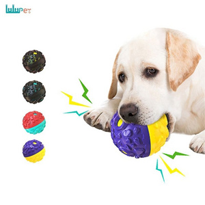 Hot Selling Plastic Dog Chew Ball Toy Puppy Teeth Cleaning Pet Toys Eco-friendly Rubber Dog Rolling Ball with Sound