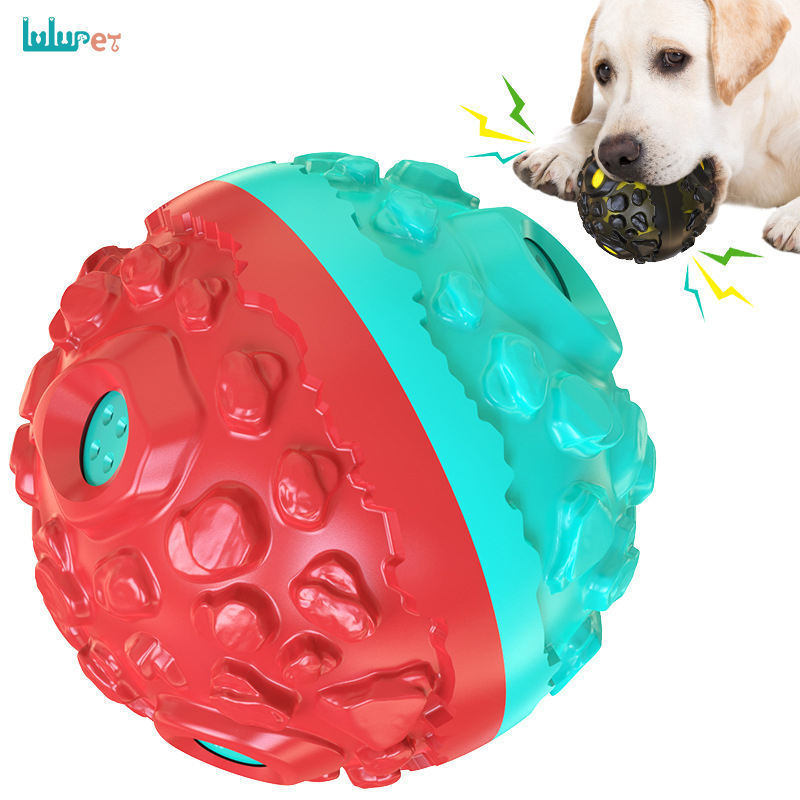 Hot Selling Plastic Dog Chew Ball Toy Puppy Teeth Cleaning Pet Toys Eco-friendly Rubber Dog Rolling Ball with Sound