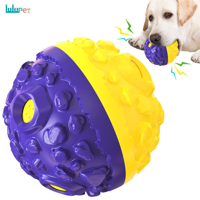 Hot Selling Plastic Dog Chew Ball Toy Puppy Teeth Cleaning Pet Toys Eco-friendly Rubber Dog Rolling Ball with Sound