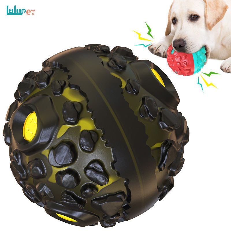 Hot Selling Plastic Dog Chew Ball Toy Puppy Teeth Cleaning Pet Toys Eco-friendly Rubber Dog Rolling Ball with Sound