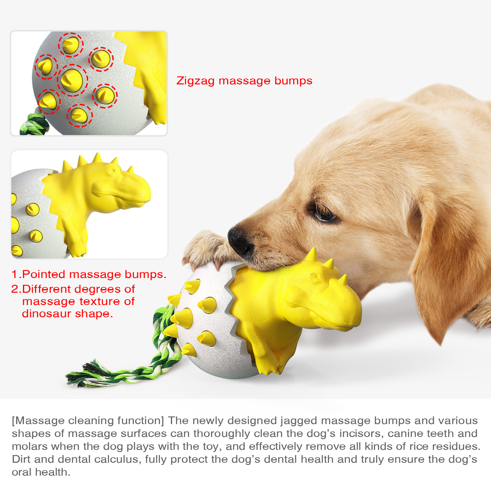 Pingshun dog use Interactive oral cleaning toothbrush training dogs sport dinosaur eggs dog teeth grinding pet toy