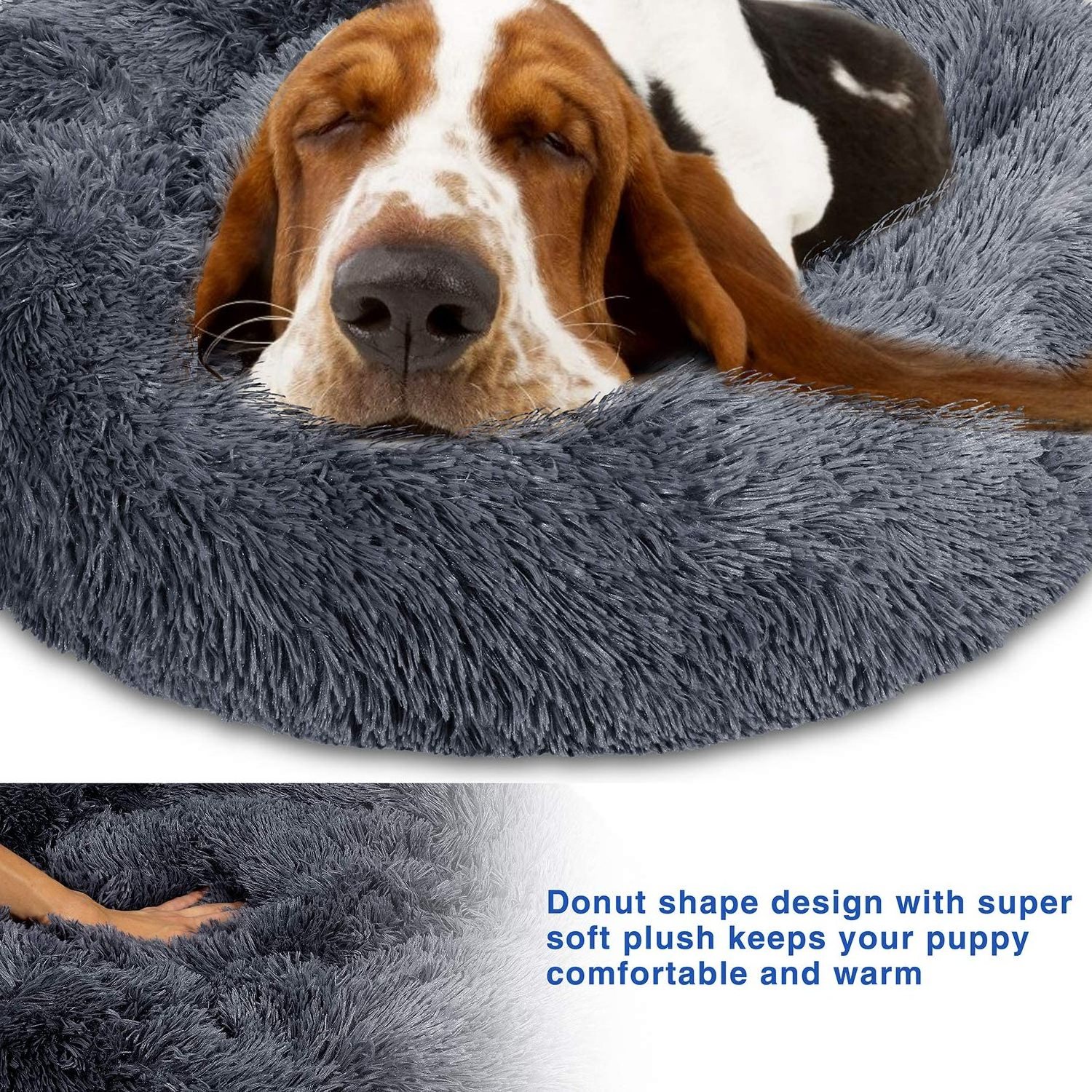 Donut Pet Dog Round Warm Cuddly Kennel Soft Puppy Sofa, Cat Pillow Bed Bag and Improved Sleeping