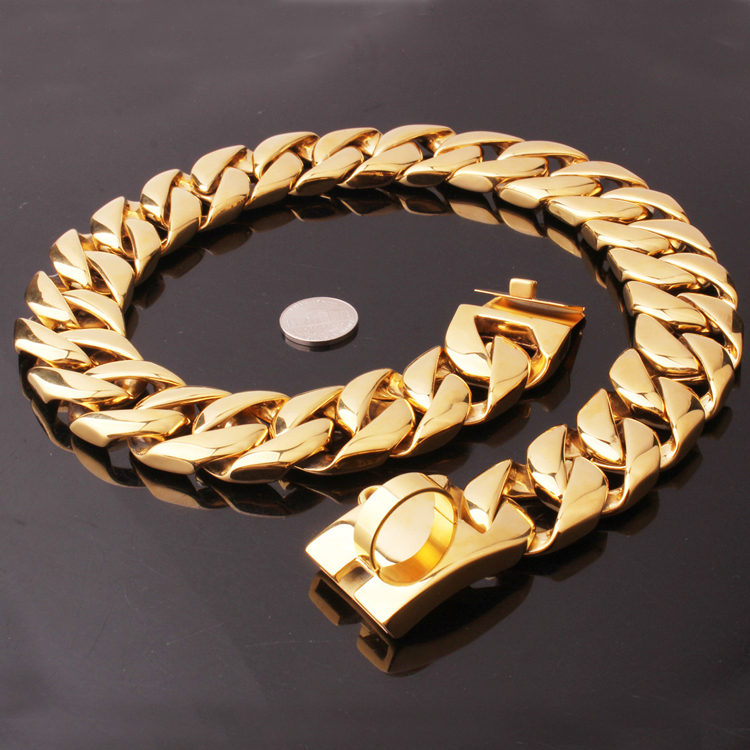 Luxury Gold Collares De Perros Pet Big Hip Hop Leads Chains Kit Dog Collars Choke Necklace Bully Cuban Dog Chain Collar Leash Xl