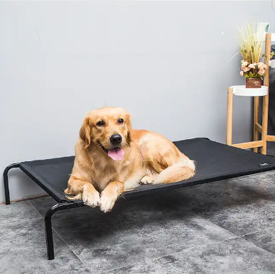 Indoor Outdoor Large Dogs Portable Pet Hammock Bed with Skid-Resistant Feet Frame Breathable Mesh Dog Cot Bed