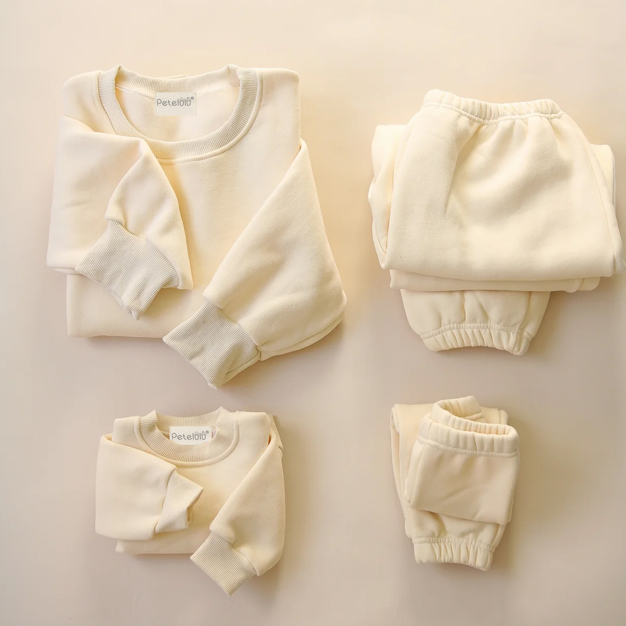 PETELULU organic Baby Clothing Sweatshirt Sets Autumn Plain children clothes set Unisex Soft Kids Jogger Outfits Sets