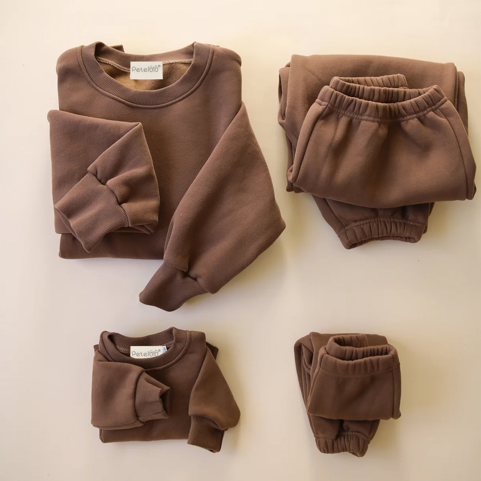 PETELULU organic Baby Clothing Sweatshirt Sets Autumn Plain children clothes set Unisex Soft Kids Jogger Outfits Sets