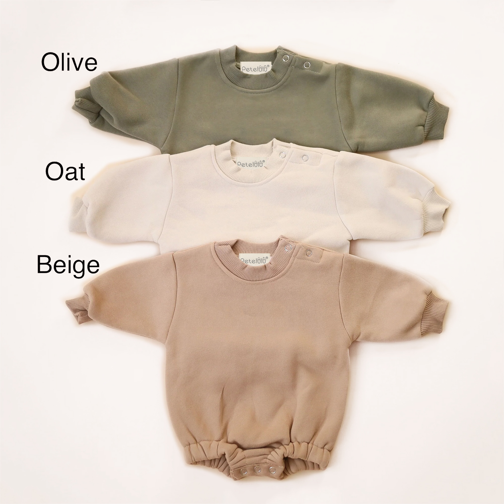 New Unisex Toddler Baby Boy Girl Sweatshirt Romper Bodysuit plain long Sleeve Sweatshirt Bubble Romper