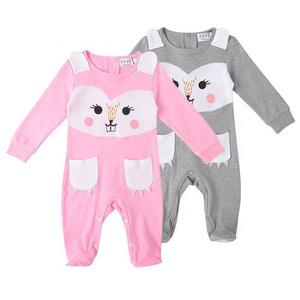 New Design Fox Baby Girl Romper With Footed Long Sleeve Autumn Baby Clothing Toddler Jumpsuit For Sale