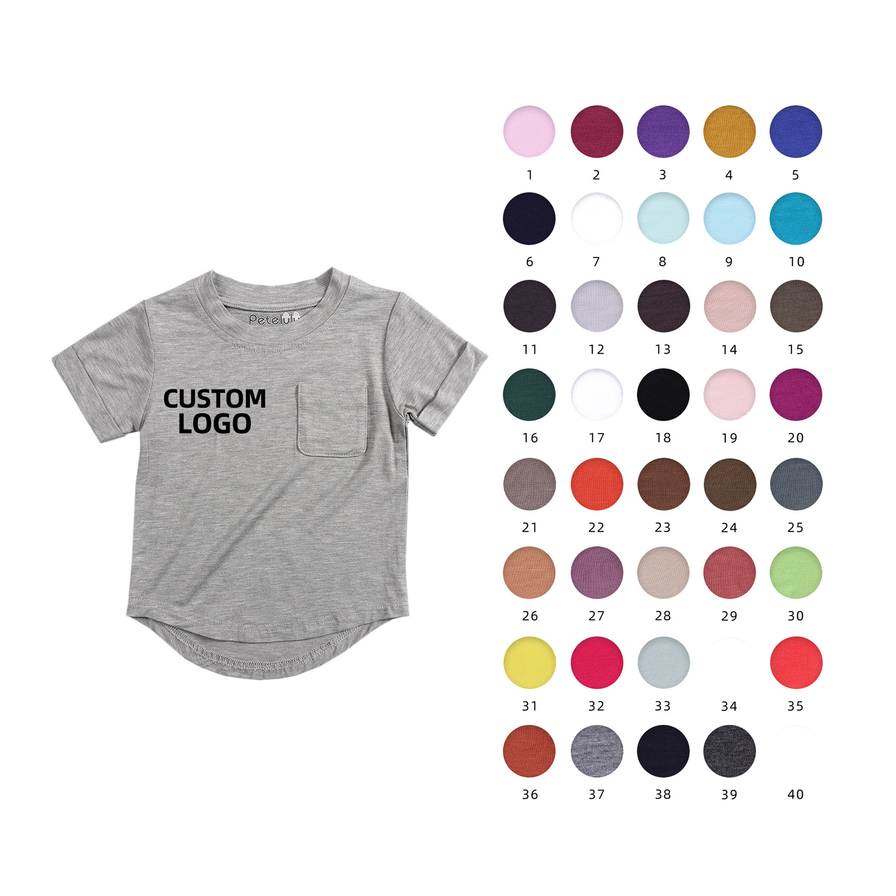 New Arrival Baby Shirt Solid Colour Summer Baby Boy Clothing Shirt Cotton Baby T-shirt Short Sleeves Curve Hem Skiny Knit Bamboo