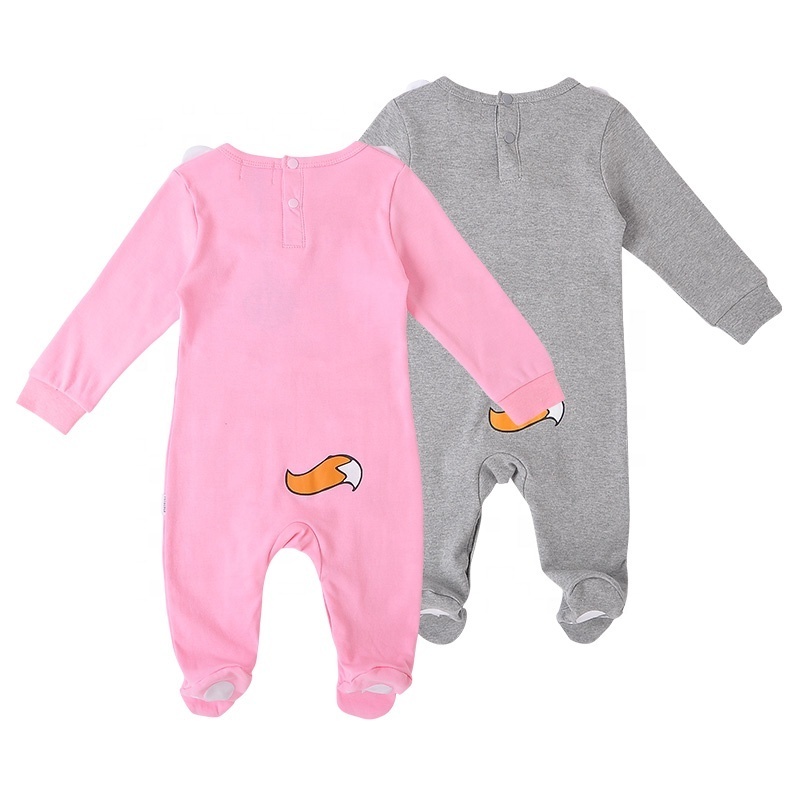 New Design Fox Baby Girl Romper With Footed Long Sleeve Autumn Baby Clothing Toddler Jumpsuit For Sale