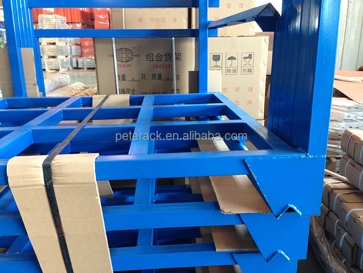 Peterack Portable Steel Pallet Stacking Rack Folding Metal Pallet Box Stack Rack