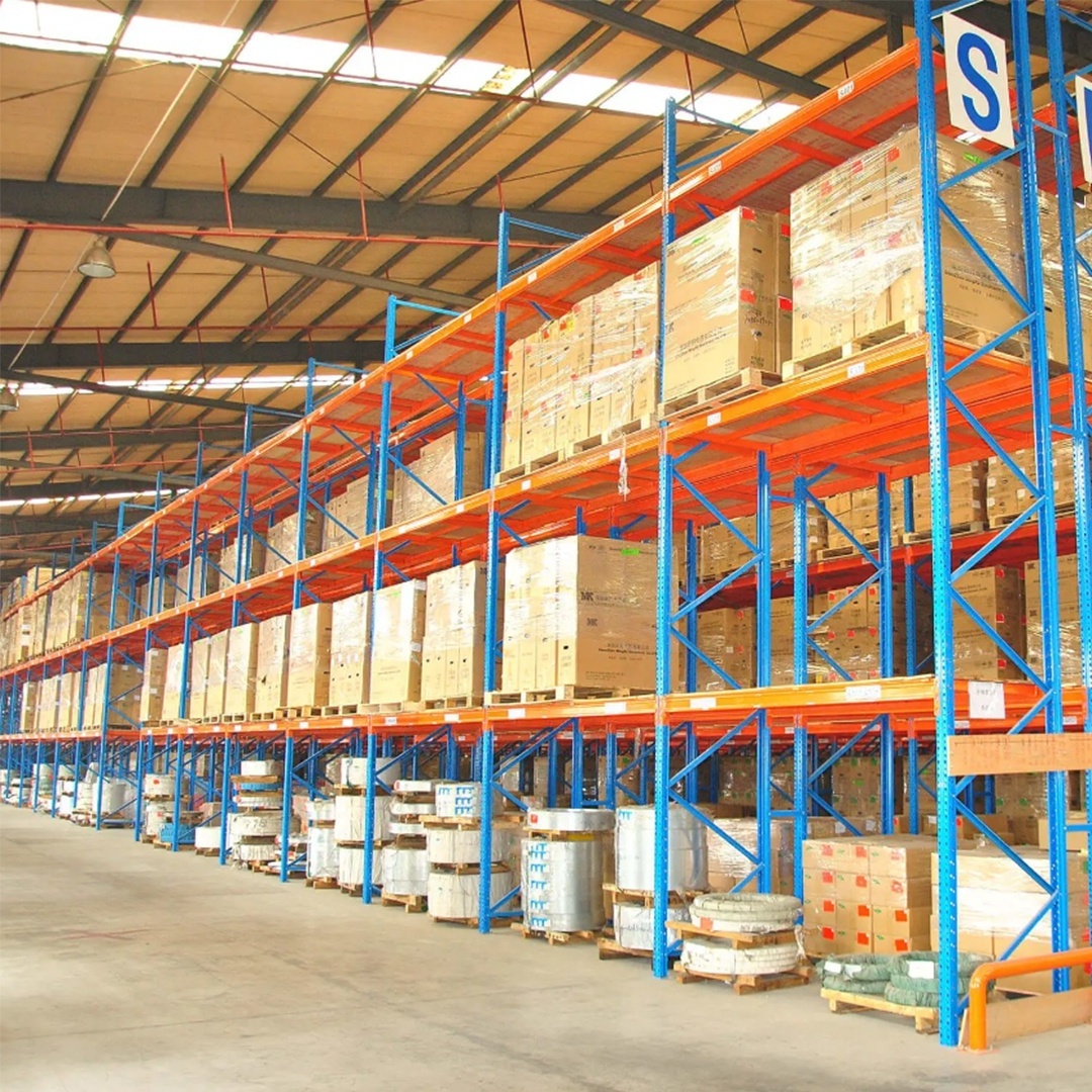 Pallet rack plastic bin heavy duty safety equipment pull out shelf in foot plates wire mesh decking