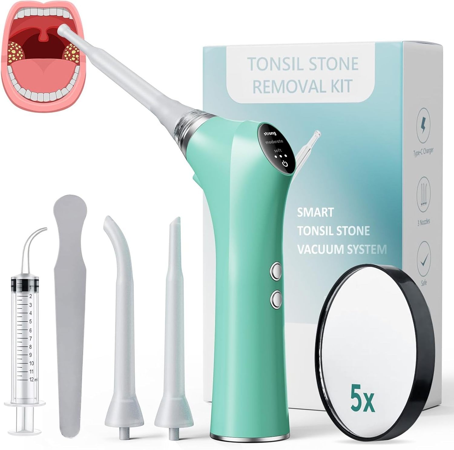 Electronic Vacuum Tonsil Stone Remover kit