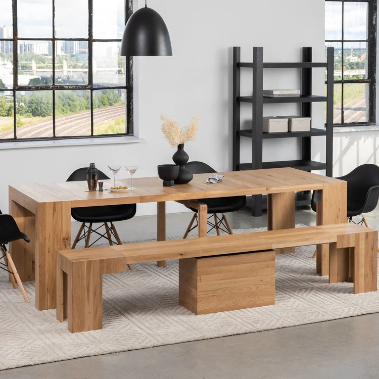 Modern Square Furniture Extendable Wooden Table Sets Saving Home Furniture Adjustable Table Sets