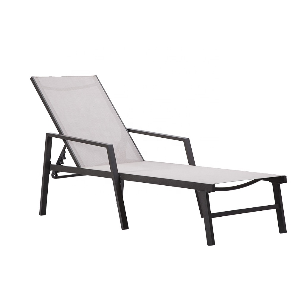 KD Outdoor Furniture Sunbed Beach Metal Fabric Stackable Pool Furniture Sunbed with Adjustable Lounge Chair Hinge