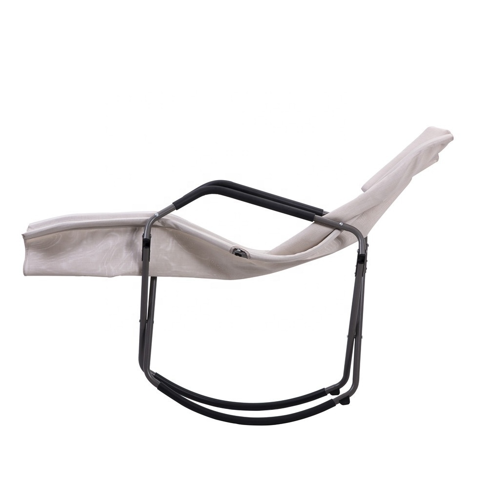 White Comfortable Lounge Chairs Lazy Lounge Chair Patio Garden Leisure Steel Rocking Chair