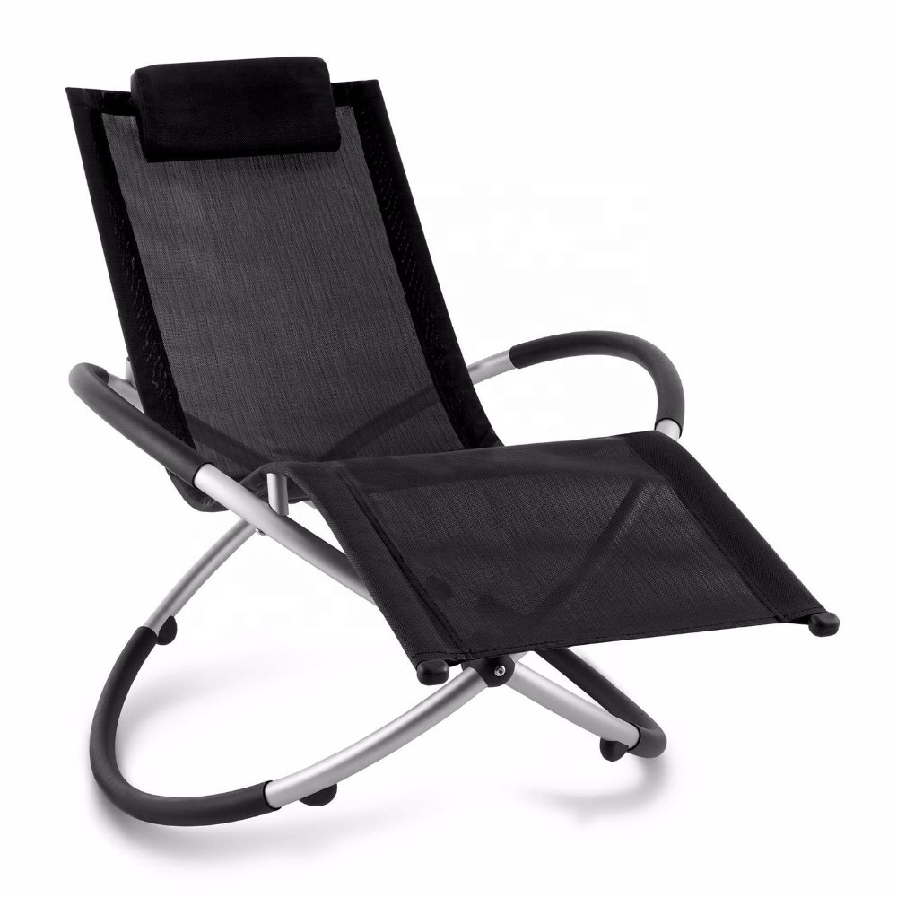 Steel Tube Orbital Folding Zero Gravity Patio Lounger Rocking Chair Foldable Lounge