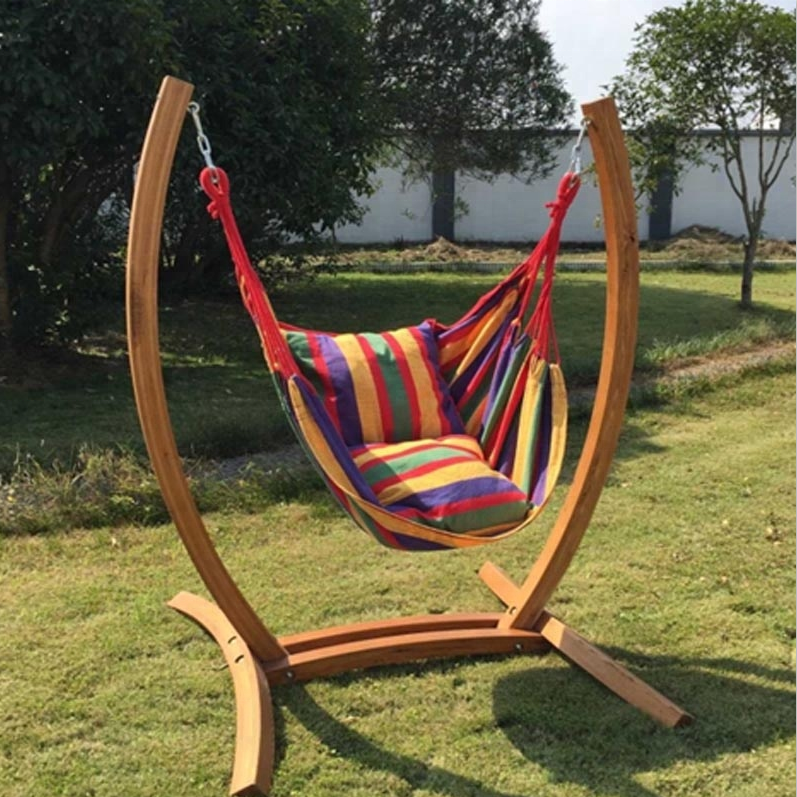 Cotton Polyester Cushioned Garden Swing Seat Luxury Custom Porch Swing Chair Stand Wooden