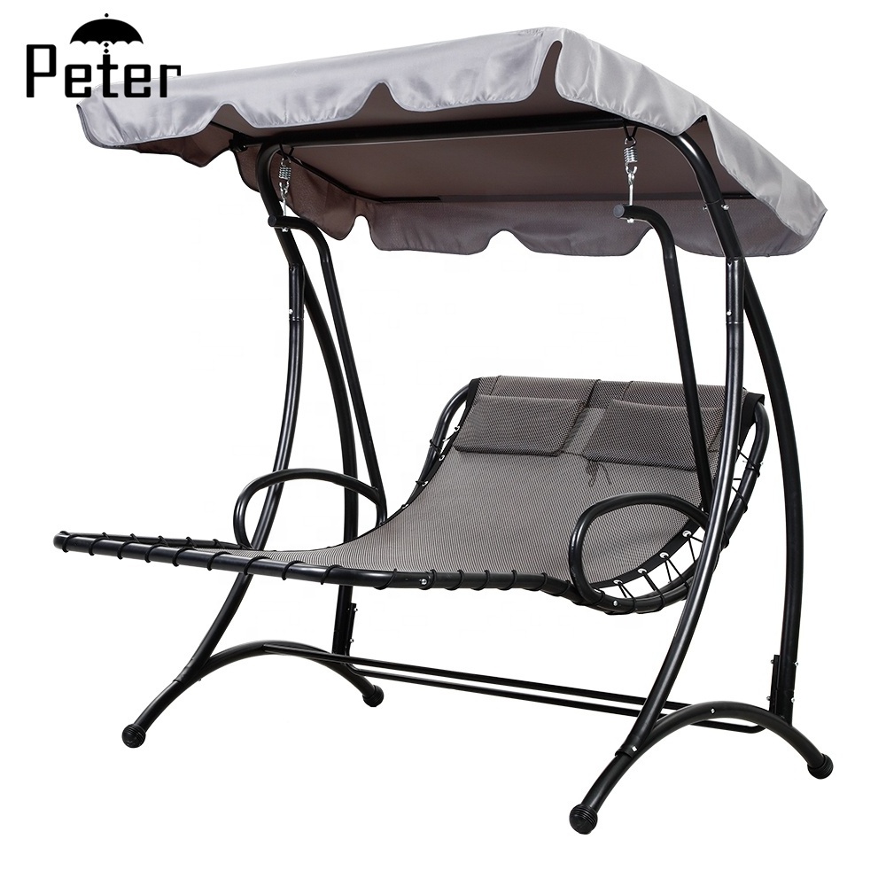 Patio Terrace Garden Swing Bed Hammock Swing Hanging Stand 2 Seater Swing Chair with Roof