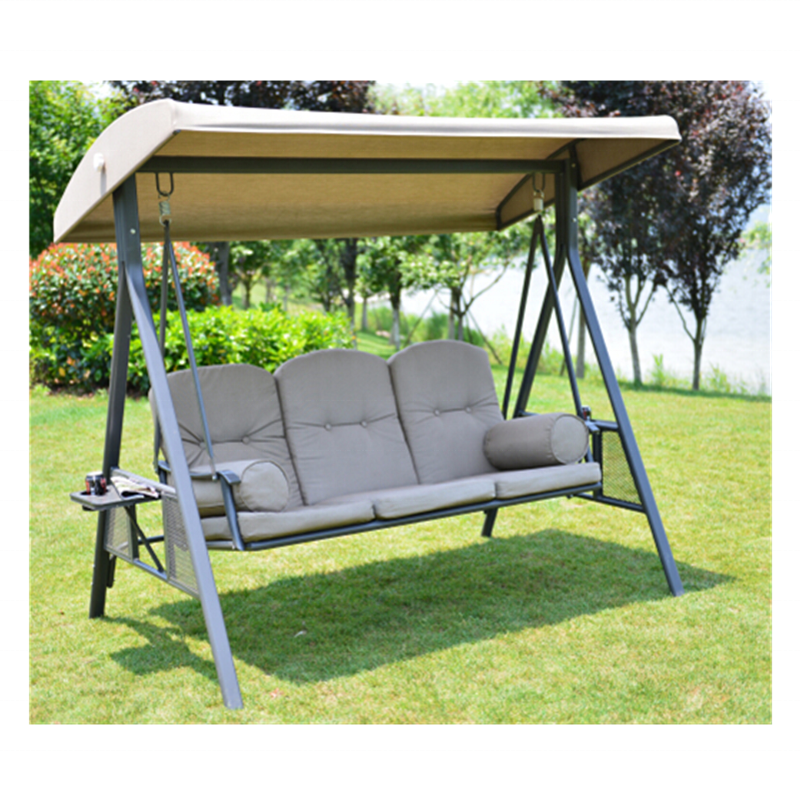 Luxury Garden Patio 3 Seats Hanging Chair Roof-Garden-Swing-Chair 3 Seater Swing Chair with Cushion and Canopy