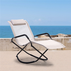 White Comfortable Lounge Chairs Lazy Lounge Chair Patio Garden Leisure Steel Rocking Chair