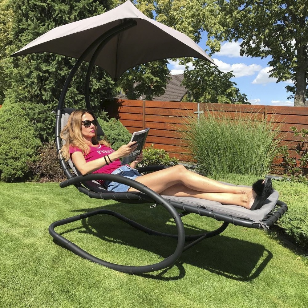 PH158 Arc Stand Swing Chair Rocking Chaise Lounge with Canopy