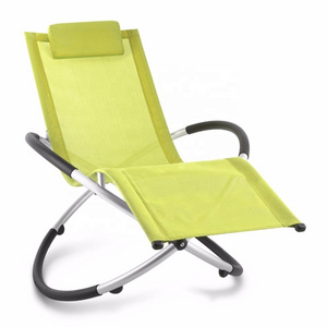 Steel Tube Orbital Folding Zero Gravity Patio Lounger Rocking Chair Foldable Lounge