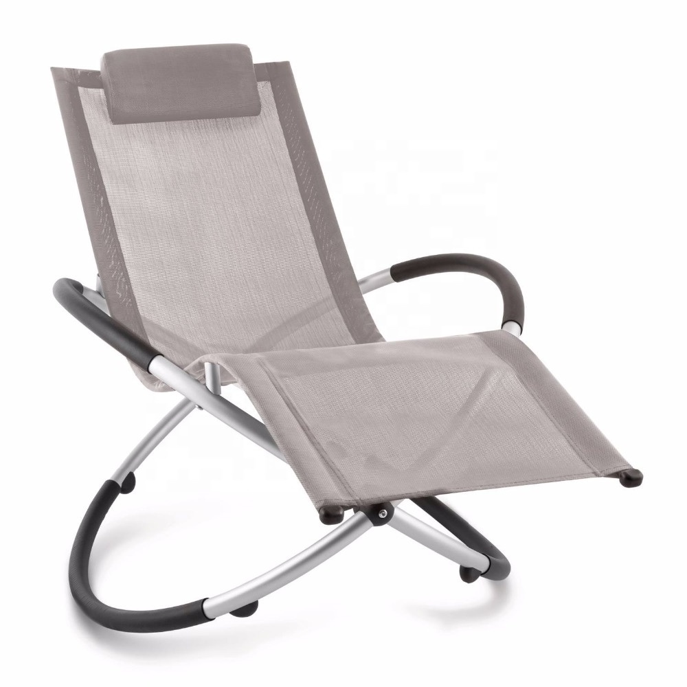 Steel Tube Orbital Folding Zero Gravity Patio Lounger Rocking Chair Foldable Lounge