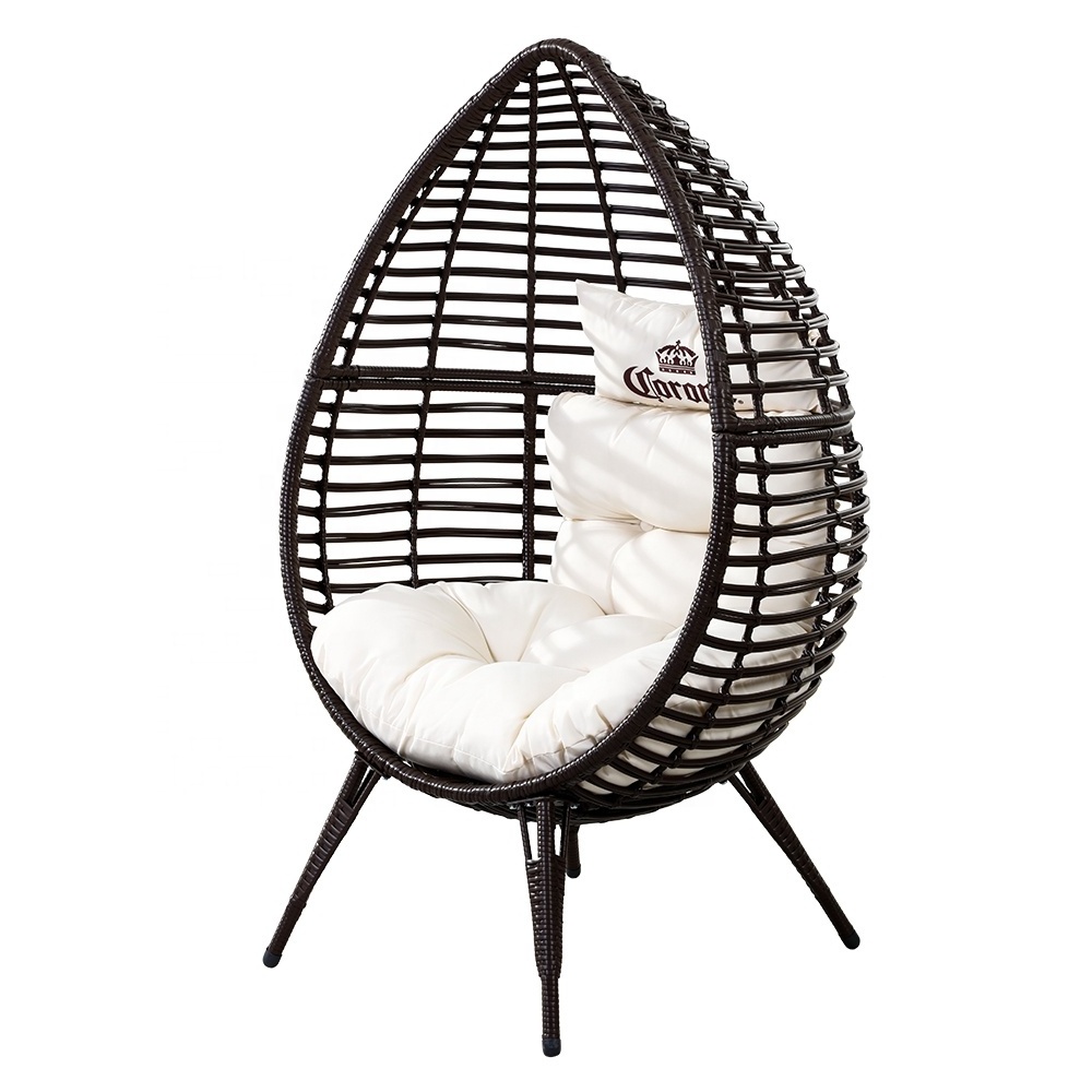 Fashion Style Knockdown Garden Furniture Patio Leisure Outdoor Steel Rattan Chair Egg Chair with Cushions