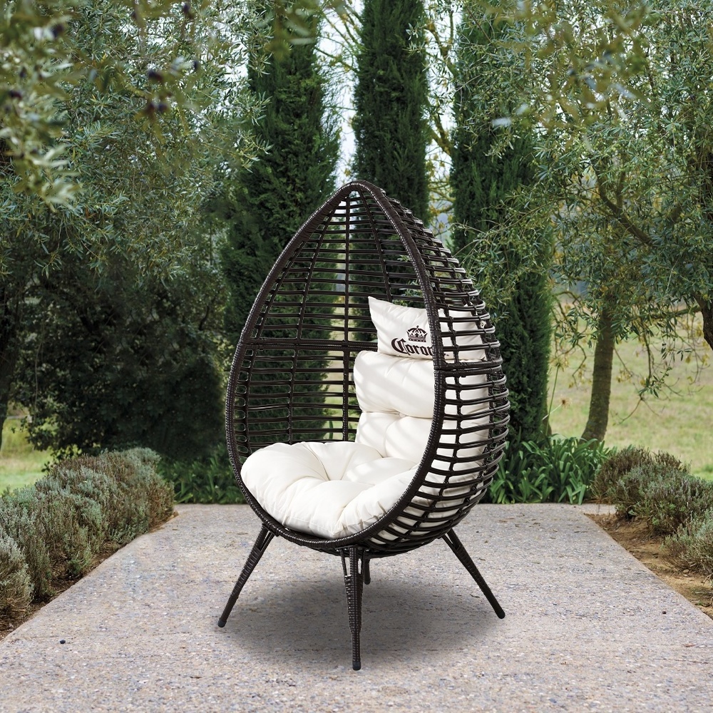 Fashion Style Knockdown Garden Furniture Patio Leisure Outdoor Steel Rattan Chair Egg Chair with Cushions