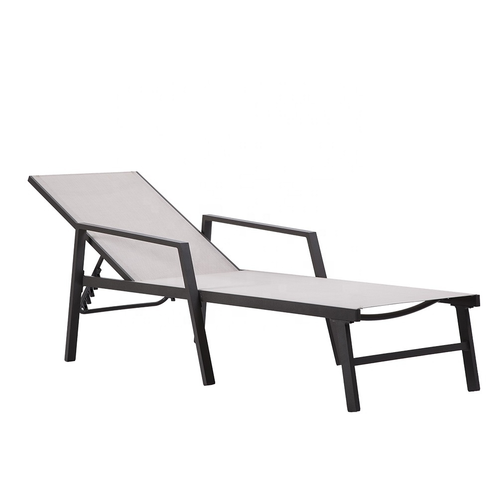 KD Outdoor Furniture Sunbed Beach Metal Fabric Stackable Pool Furniture Sunbed with Adjustable Lounge Chair Hinge