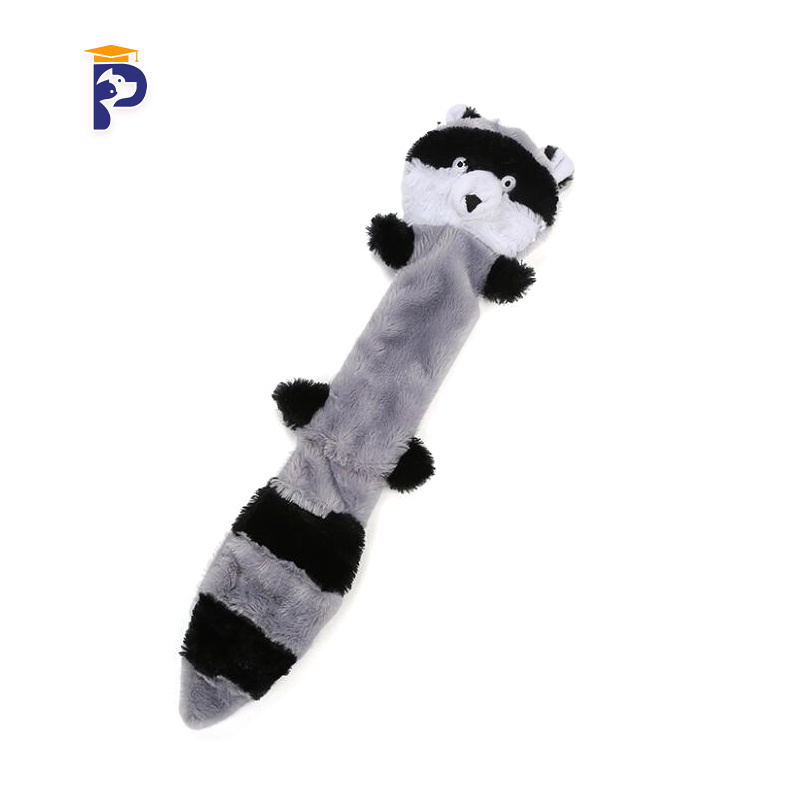 Squeaky Plush Dog Toy Fox / Raccoon / and Squirrel, Stuffing Free Durable Chew Toy for Medium Dogs