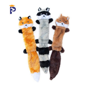 Squeaky Plush Dog Toy Fox / Raccoon / and Squirrel, Stuffing Free Durable Chew Toy for Medium Dogs